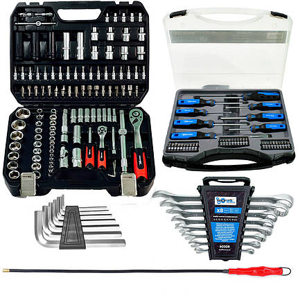 Набір інструментів 5в1 (набір 111 од + ключі 8 од + набір 38 од + шecтигpaнникі 7oд + магніт)Profline 61085-226, фото 1