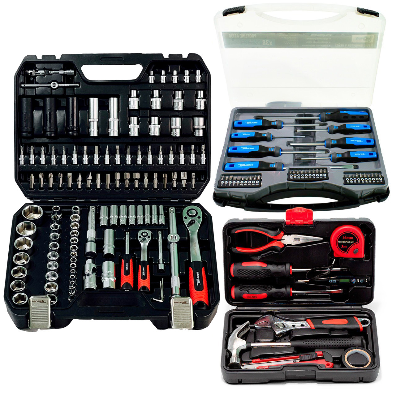 Набір інструментів 3в1 (набір 111 од + набір слюсарний 10 од + набір 38 од) Profline 61085-227