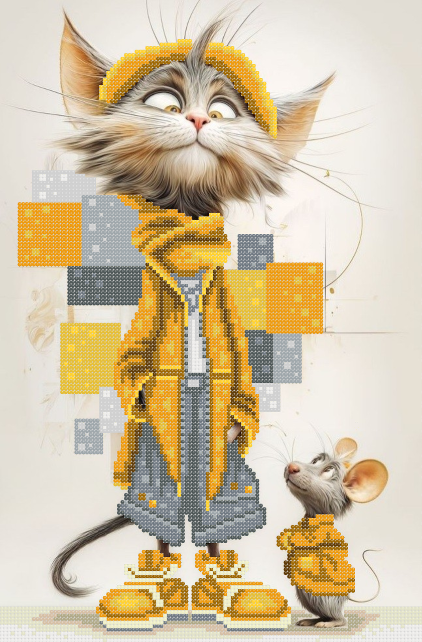 Схема для вишивки бісером ,, Кіт і Миша. Вічні Друзі ,,, фото 1