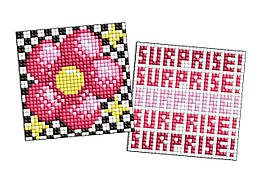 Алмазна мозаїка на стікері Квітка і сюрприз, набір із 2 сюжетів, 9 х 9 см