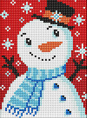 Алмазна мозаїка без підрамника Містер Сніговик, 15 х 20 см