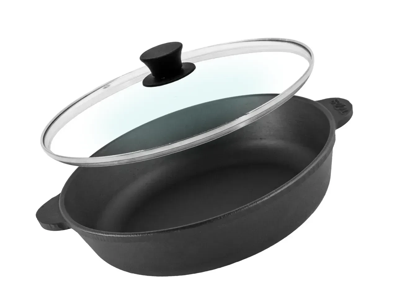 Сковорода жаровня чавунна Ø26 см зі скляною кришкою Brizoll, фото 1