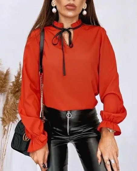 Стильна червона блузка, РАЗМЕР ТІЛЬКИ 44, фото 1