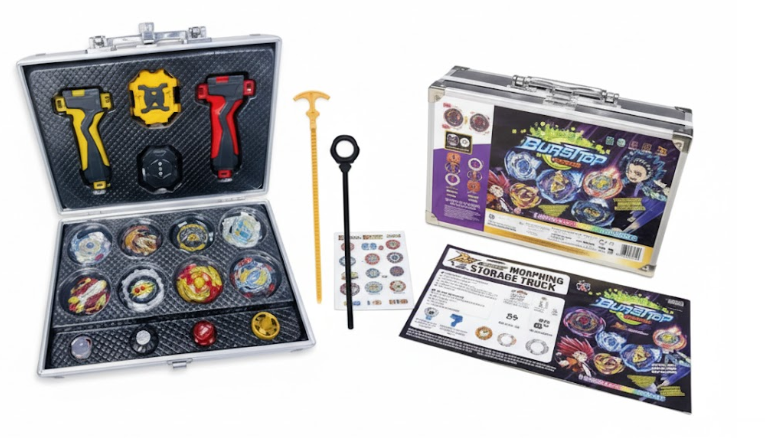 Набір бейблейдів CY 1718-22A у валізі — 8 металевих дзиґ і 2 запускателі для епічних битв!, фото 1