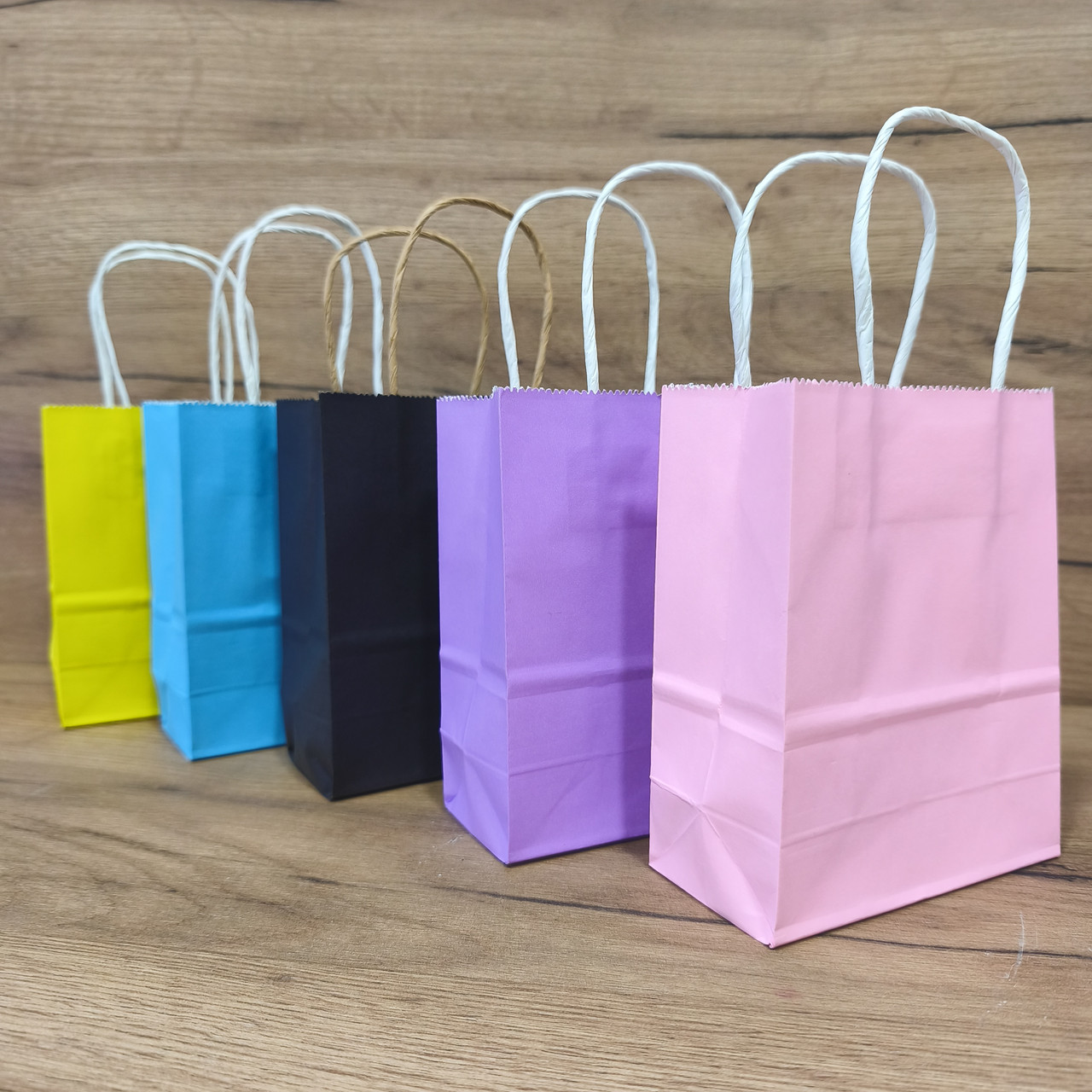 Упаковка 100 шт Крафт пакети МІКС кольорів, розмір 120*60*150 мм, фото 1