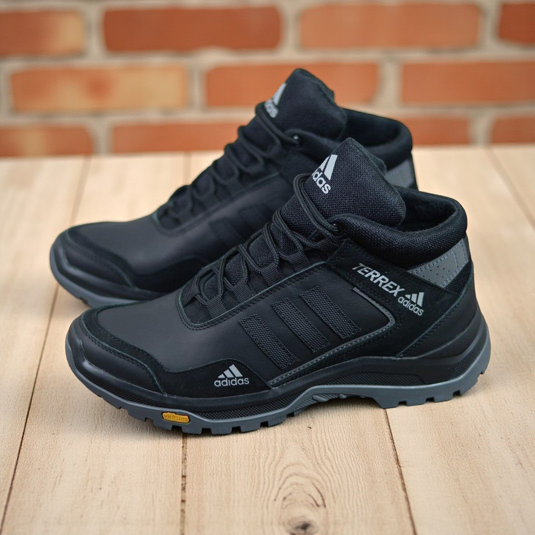 Зимові чоловічі шкіряні черевики, кросівки чорні утеплені з натуральної шкіри на хутрі на зиму для чоловіків, розмір 40-45, фото 1