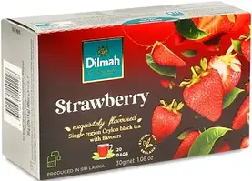 Чай чорний Dilmah Strawberry у пакетиках 20 шт 30г Полуниця