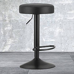 Барний табурет (барний стілець) круглий Bonro B-067 чорний екошкіра з регулюванням висоти сидіння для кухні, бару, салону