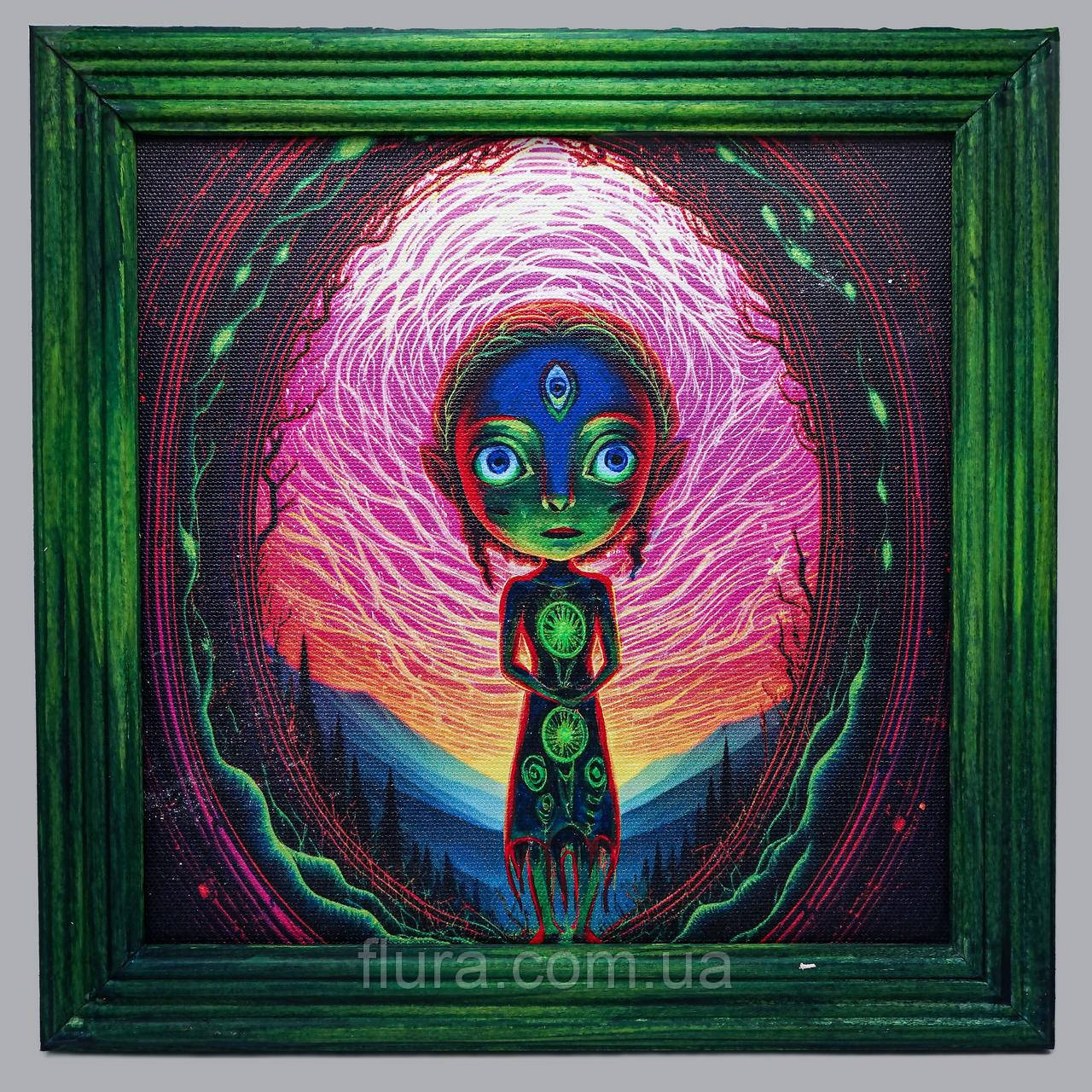 Картина для дому на стіну авторська флуоресцентна 20×20 см / Картини на полотні акриловими фарбами