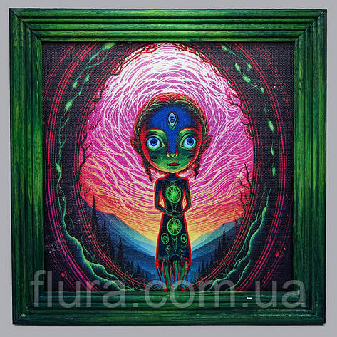Картина для дому на стіну авторська флуоресцентна 20×20 см / Картини на полотні акриловими фарбами, фото 1