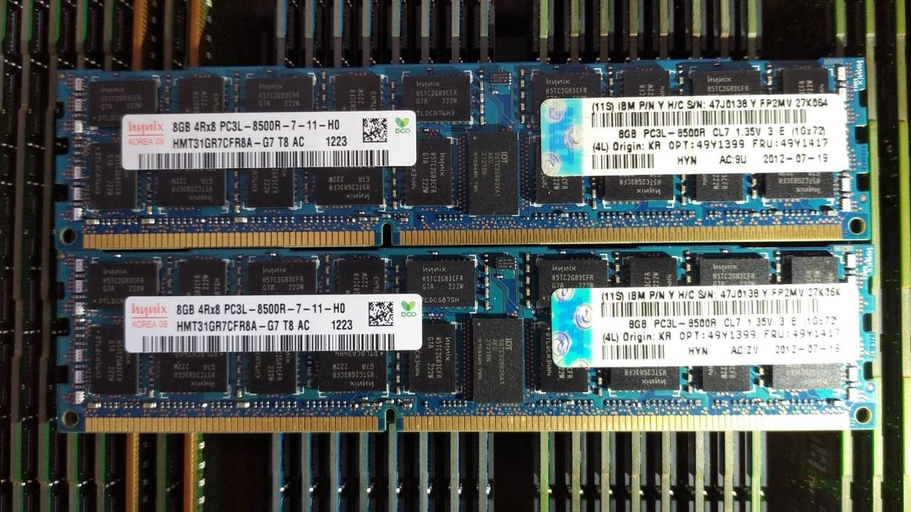16GB (2x8GB) DDR3L 1066MHz Hynix 8500R 4Rx8 PC3L REG ECC RAM Серверна оперативна пам'ять HMT31GR7CFR8A-G7, фото 1
