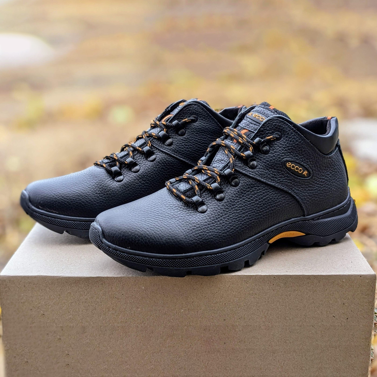 Зимові чоловічі шкіряні черевики, кросівки чорні утеплені з натуральної шкіри на хутрі на зиму для чоловіків, розмір 40-45, фото 1