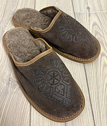 Домашні капці з овечої шерсті чоловічі замшеві розміри від 40 до 46
