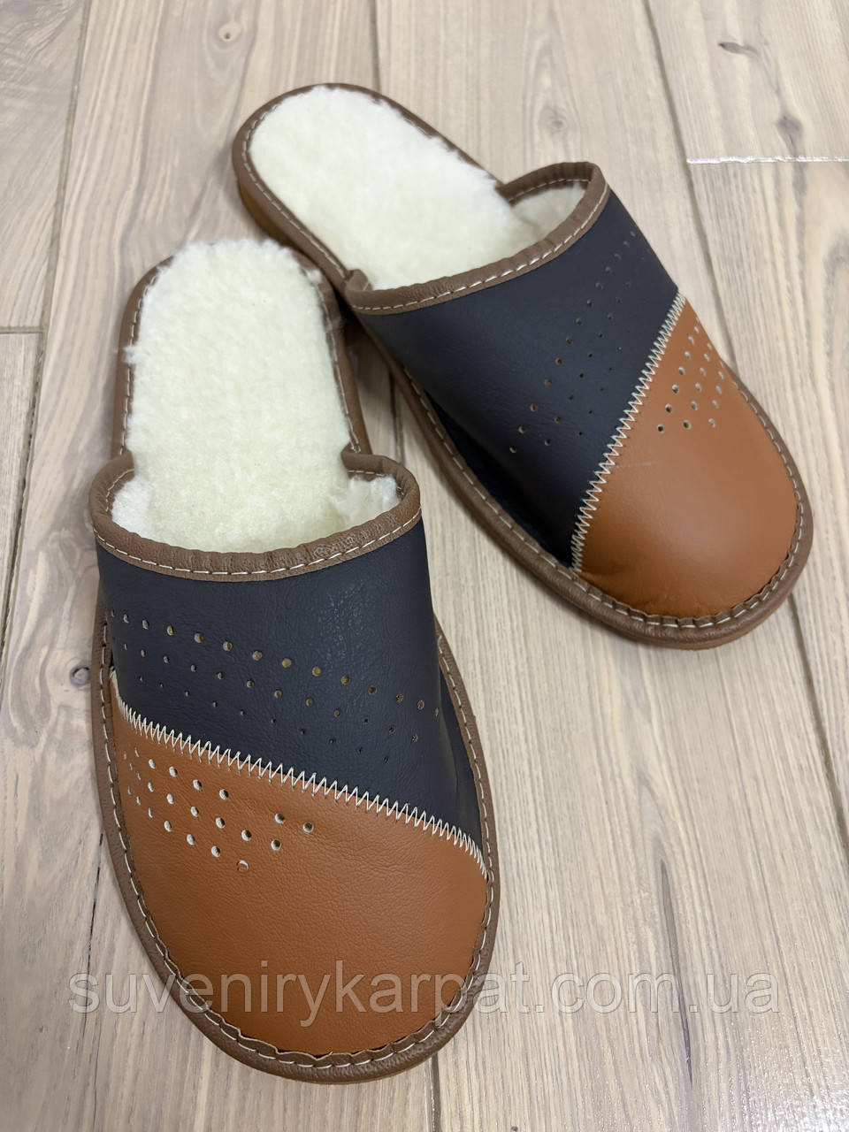 Домашні капці чоловічі з овечої шерсті и шкіри 42 43 розміри, фото 1