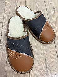 Домашні капці чоловічі з овечої шерсті и шкіри 42  43 розміри