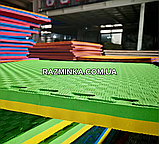 Мін. замовлення від 5 шт! ЗЕЛЕНО-ЖОВТІ татамі 26мм, 100*100*2.6 см (1шт) | килимок пазл м'яка підлога, фото 3