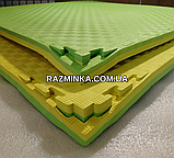 Мін. замовлення від 5 шт! ЗЕЛЕНО-ЖОВТІ татамі 26мм, 100*100*2.6 см (1шт) | килимок пазл м'яка підлога, фото 4