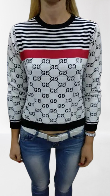 Светр жіночий яскравий полоски оригінальний тонкий М білий, фото 1