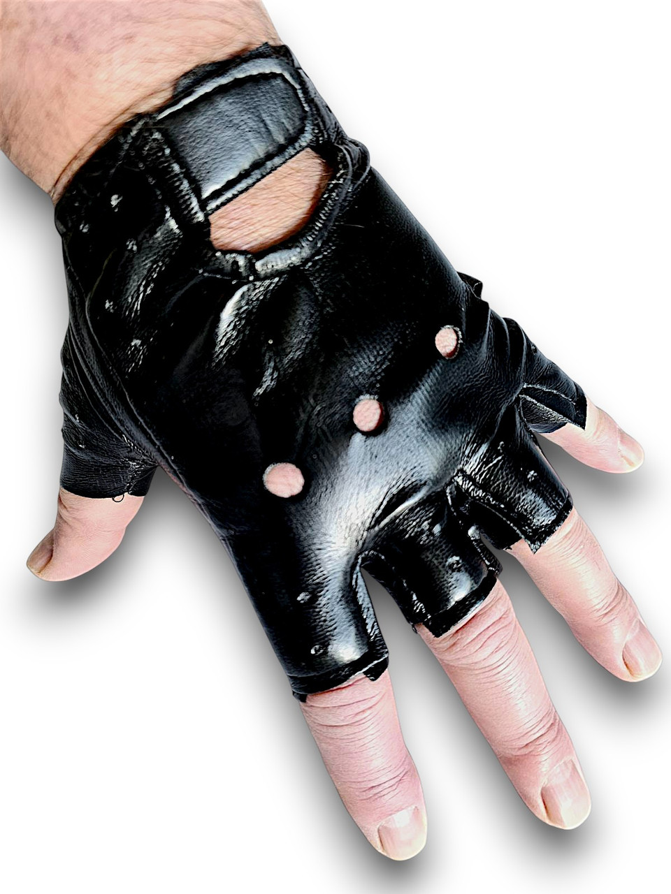 Рукавички без пальців кожзам універсальні (на долоню 8.5–9 см), фото 1