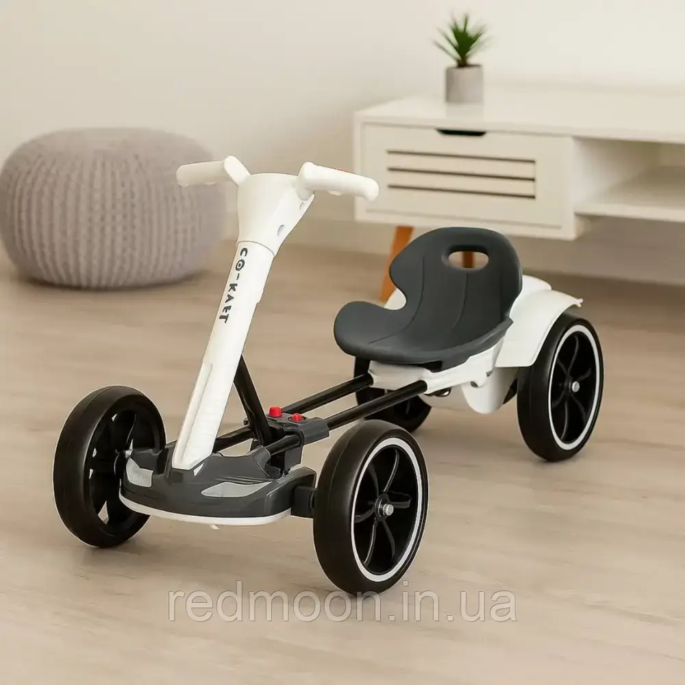 Дитячий велокарт 83*45 см, 6.4 кг, 35W, Білий, 2549 / Веломобіль / Дитячий електрокартинг, фото 1