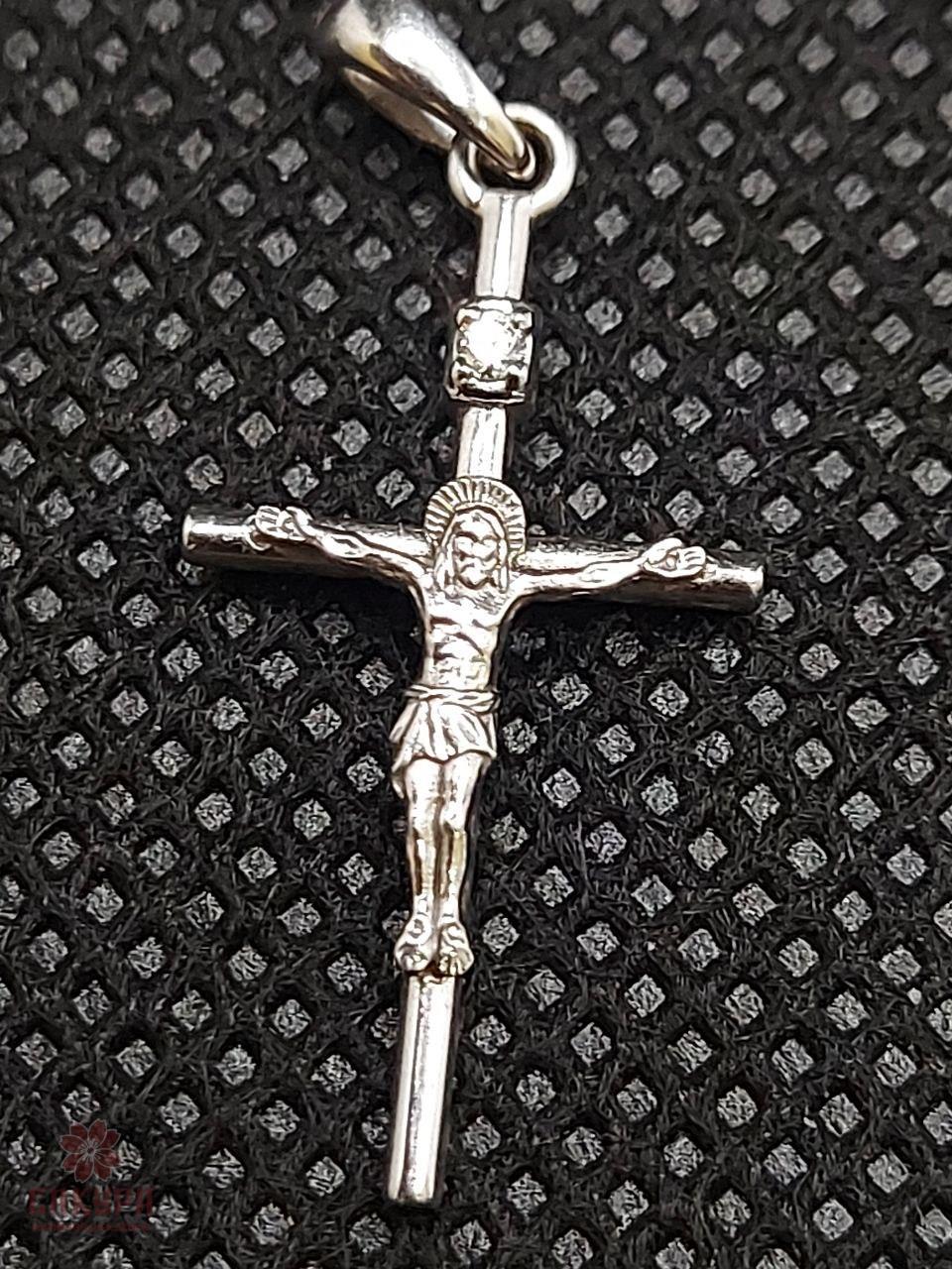 Золотий Хрестик зі вставкою діамант, фото 1