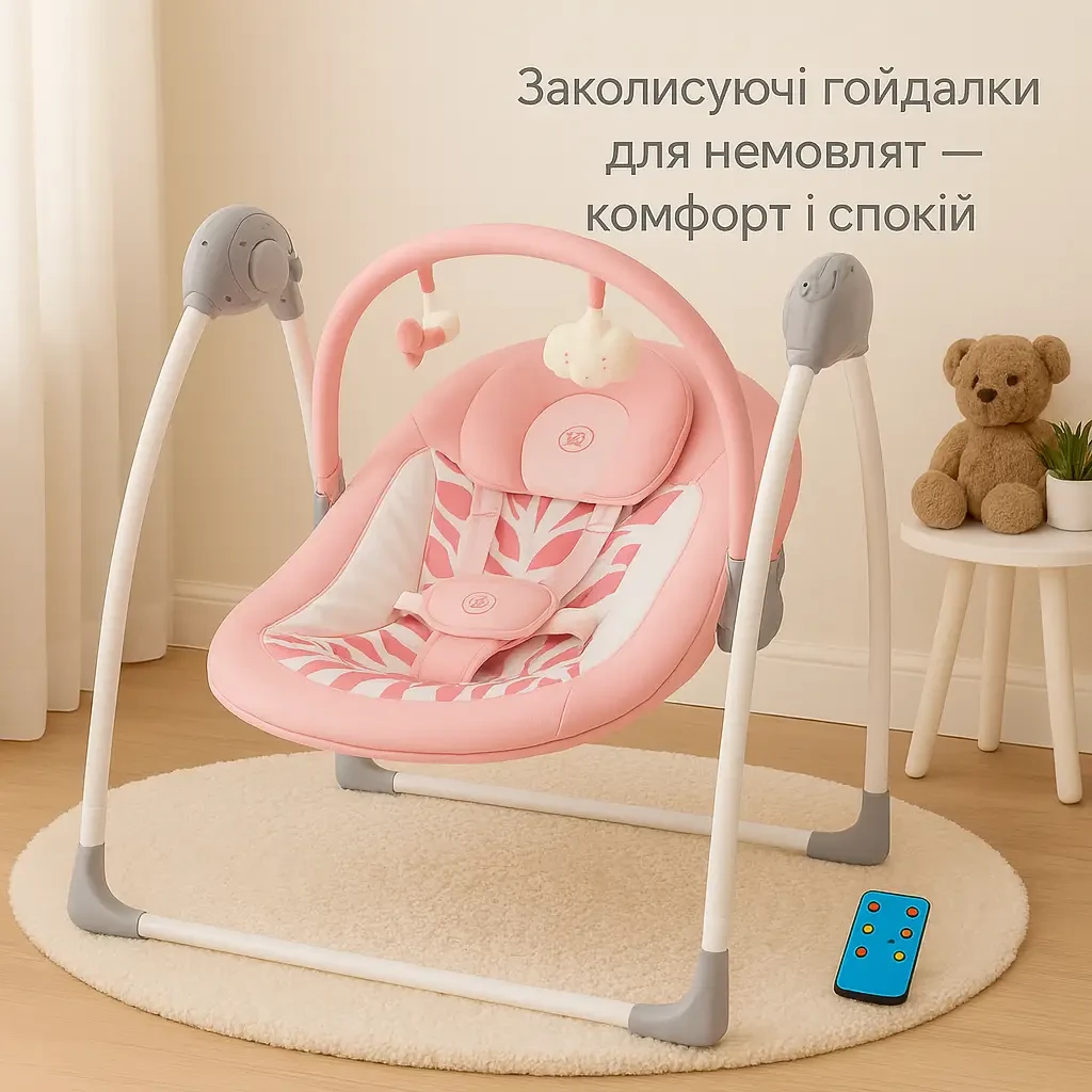 Заколисуючий центр гойдалка-шезлонг EL Camino ME 1047 L AIRY Rose Leaves, фото 1