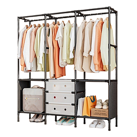 Підлогова вішалка-стійка RIAS YMJ-03 з полицями 122x41x188 см Black (3_07459)