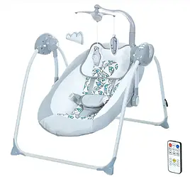 Гойдалка автоматичний заколисуючий шезлонг 1075 TEDDY з пультом сірий