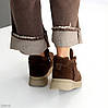 Спортивні замшеві Шоколадні черевики з хутром на бежевій підошві, фото 5