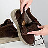 Спортивні замшеві Шоколадні черевики з хутром на бежевій підошві, фото 2