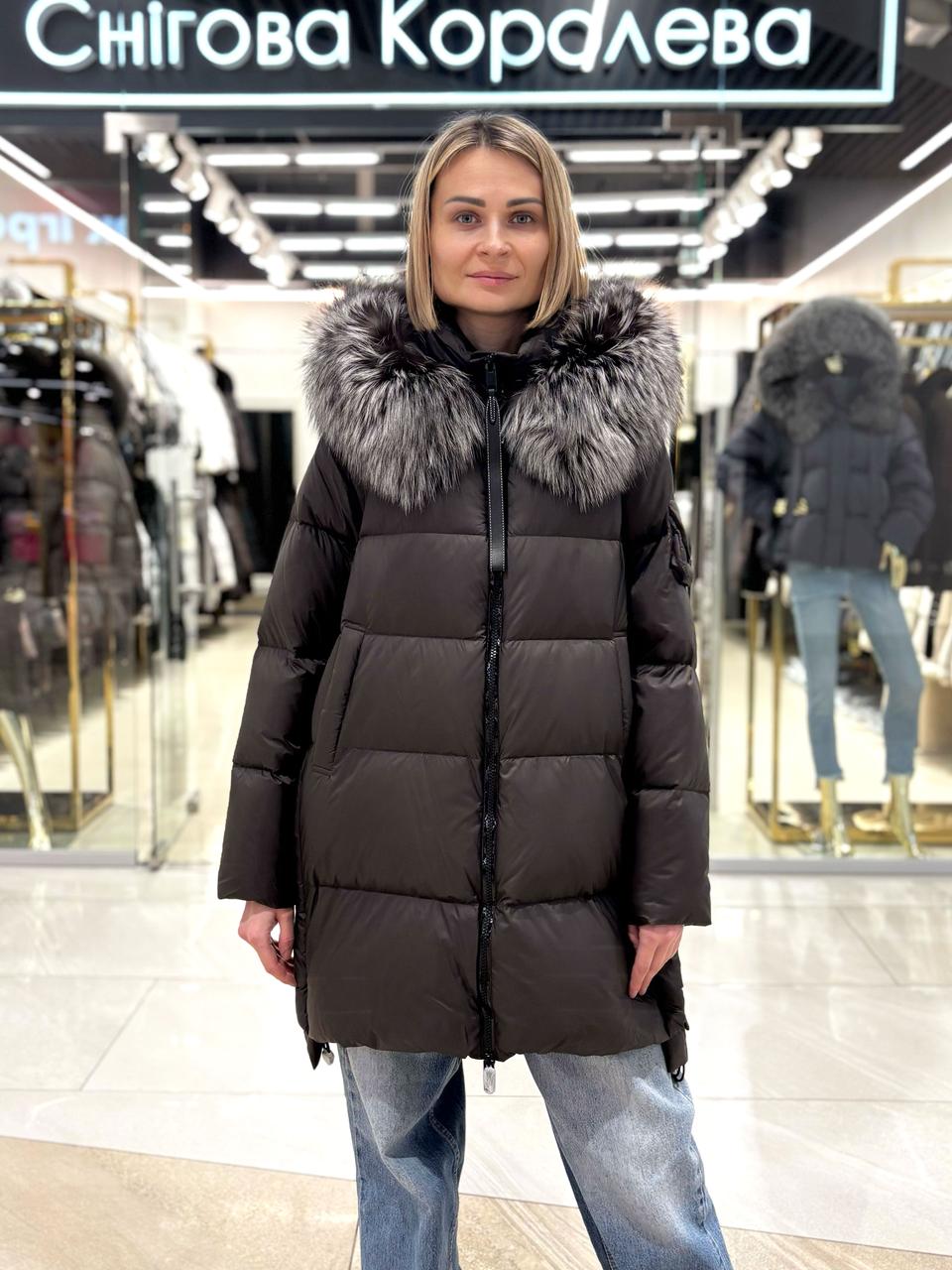 Пуховик жіночий Chanevia 25605 SEAL BROWN, фото 1