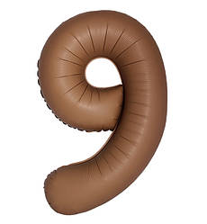 Кулька Цифра Slim "9" (1 м), Flexmetal, колір - шоколад сатин