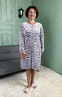 Халат жіночий махровий на блискавці батал сірий шиншила 48-62