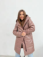 Жіноча тепла подовжена куртка з капюшоном зефірка р. 42, 44, 46