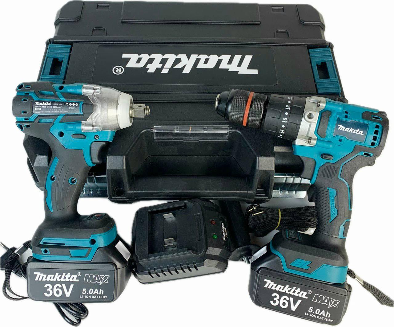 Набір Makita 2в1 (36V, 5AH) безщітковий, Шуруповерт Makita DTW 485 + гайковерт Makita DTW 301, фото 1