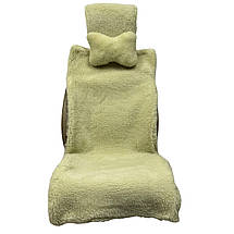 Автомобільна подушка на підголівник з еко-хутра в салон автомобіля Лимонна 1 шт, фото 5