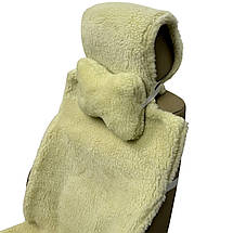 Автомобільна подушка на підголівник з еко-хутра в салон автомобіля Лимонна 1 шт, фото 3