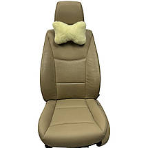 Автомобільна подушка на підголівник з еко-хутра в салон автомобіля Лимонна 1 шт, фото 4