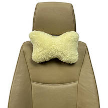 Автомобільна подушка на підголівник з еко-хутра в салон автомобіля Лимонна 1 шт, фото 2