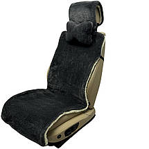 Автомобільна подушка на підголівник з еко-хутра в салон автомобіля Сіра 1 шт, фото 5