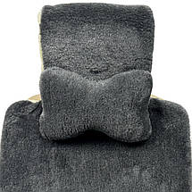 Автомобільна подушка на підголівник з еко-хутра в салон автомобіля Сіра 1 шт, фото 3