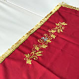 Скатертина червона з вишивкою (габардин) 77х67 см, фото 2