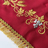 Скатертина червона з вишивкою (габардин) 77х67 см, фото 3