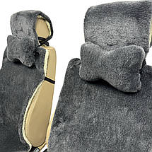 Автомобільні подушки на підголівник з еко-хутра в салон автомобіля Сірі 2 шт, фото 3