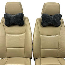 Автомобільні подушки на підголівник з еко-хутра в салон автомобіля Сірі 2 шт, фото 2