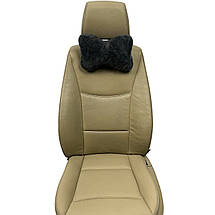 Автомобільна подушка на підголівник з еко-хутра в салон автомобіля Сіра 1 шт, фото 4