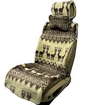 Автомобільна подушка на підголівник з еко-хутра в салон автомобіля принт "Олені"  1 шт, фото 5