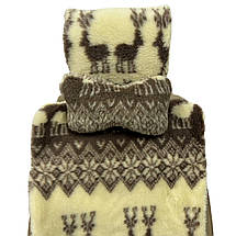 Автомобільна подушка на підголівник з еко-хутра в салон автомобіля принт "Олені"  1 шт, фото 4