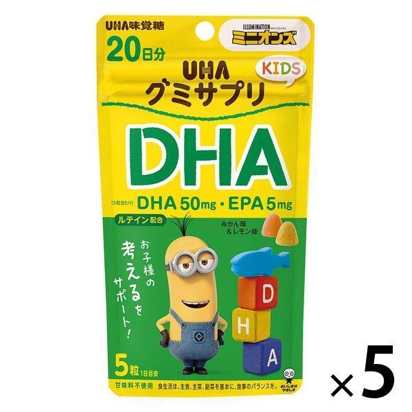 UHA Gummy Supple Kids Study DHA /EPA комплекс з лютеїном, желейки зі смаком лимона та мандарину,100 шт х 5 упаковок, фото 1