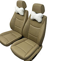 Автомобільні подушки на підголівник з еко-хутра в салон автомобіля Білі 2 шт, фото 4